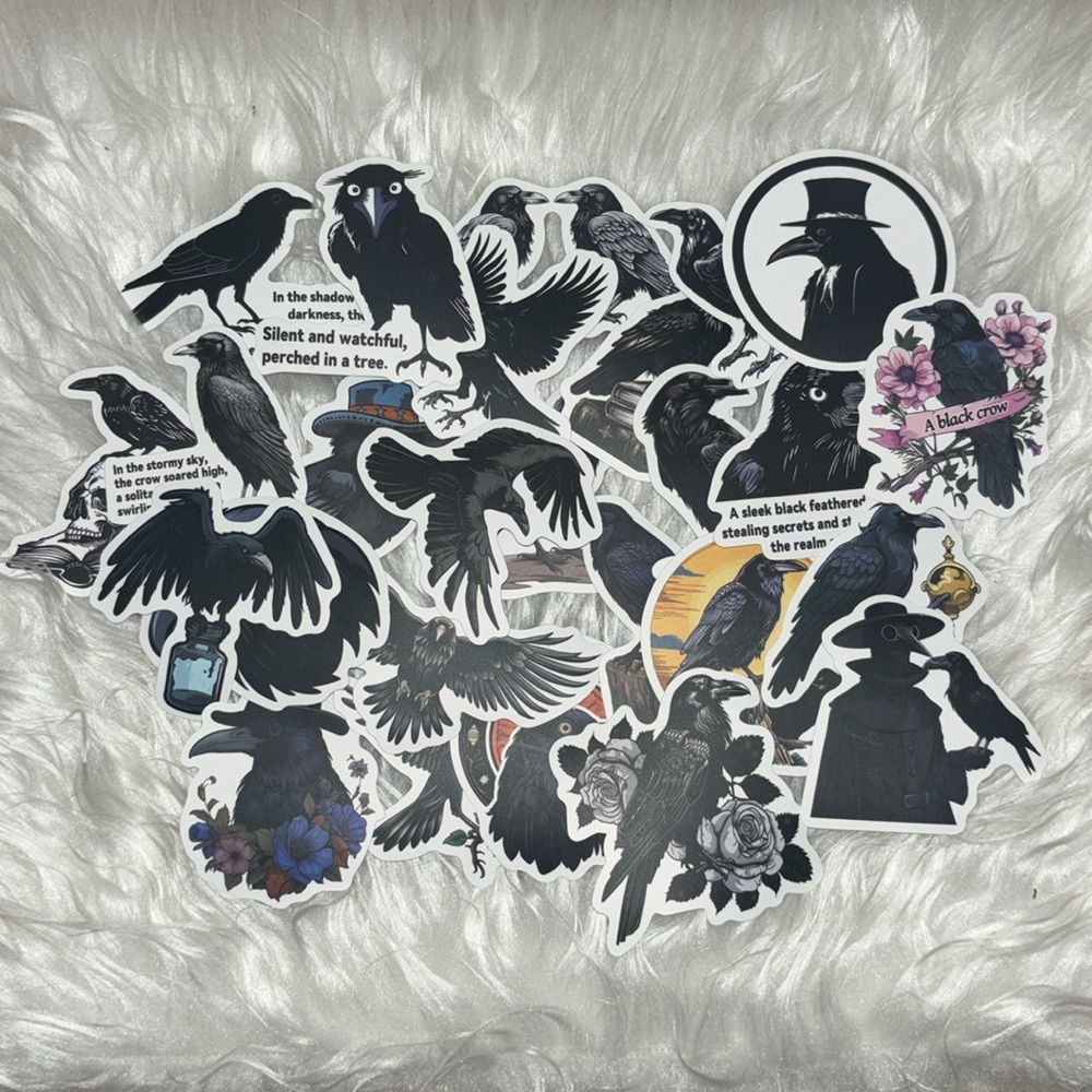 26 Crow Stickers🐦‍⬛🖤 - Picture 9 of 9